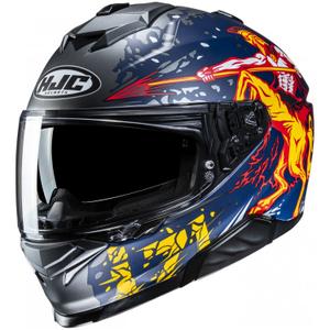 Casco moto integrale HJC i71 Taurus MC1SF blu-grigio-giallo
