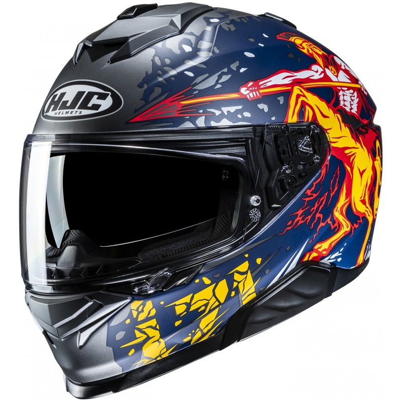 Casco moto integrale HJC i71 Taurus MC1SF blu-grigio-giallo