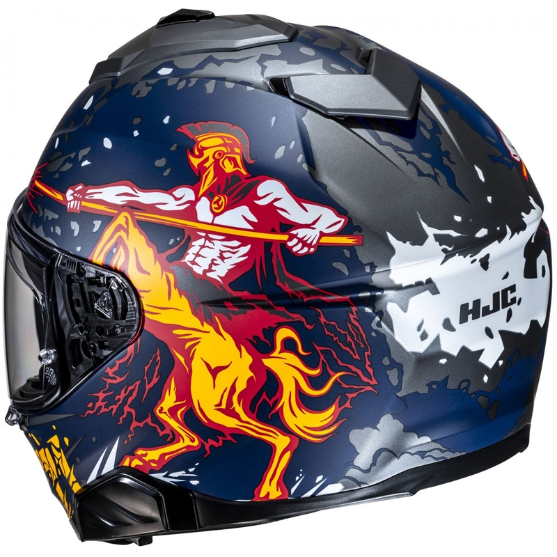 Casco moto integrale HJC i71 Taurus MC1SF blu-grigio-giallo