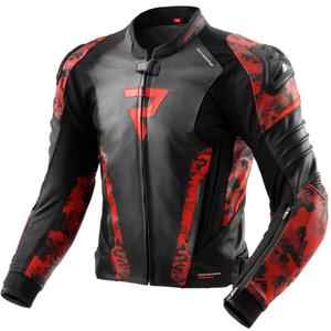 Giacca moto in pelle Rebelhorn Veloce nero-rosso mimetico