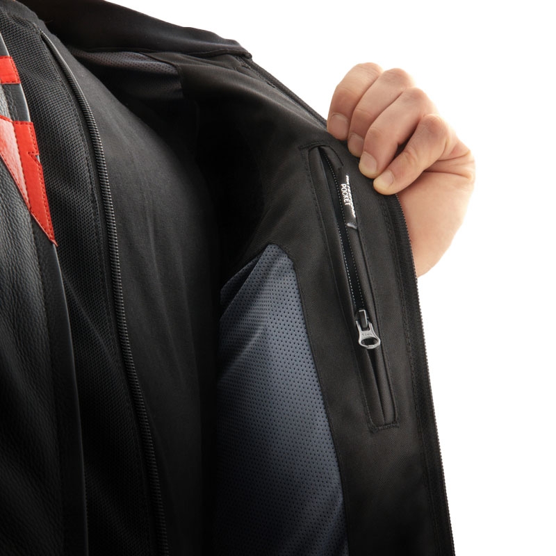 Giacca moto in pelle Rebelhorn Veloce nero-verde mimetico-rosso fluo