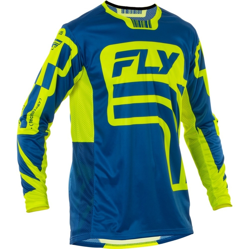 Maglia motocross FLY Racing Lite Lancer blu-giallo fluo