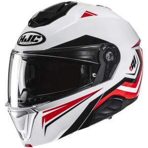 Casco moto apribile HJC i91 Tricus MC1 bianco-nero-rosso