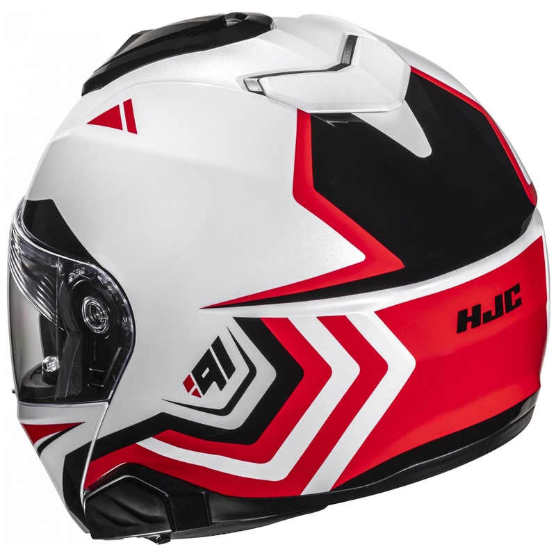 Casco moto apribile HJC i91 Tricus MC1 bianco-nero-rosso