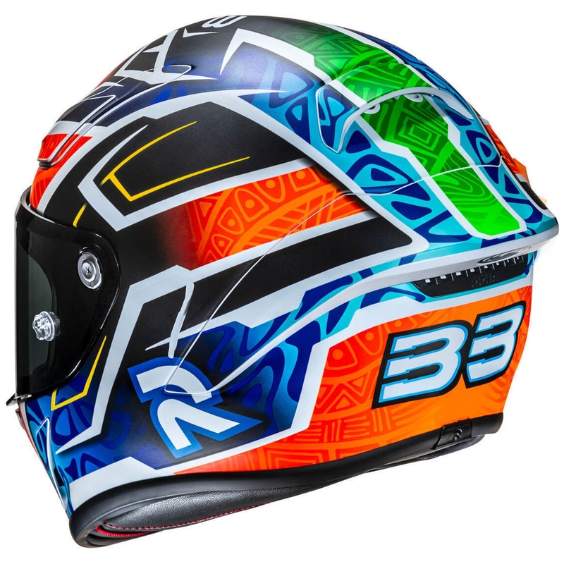 Casco integrale da moto HJC RPHA 1 Binder Replica MC27SF nero-arancione-blu