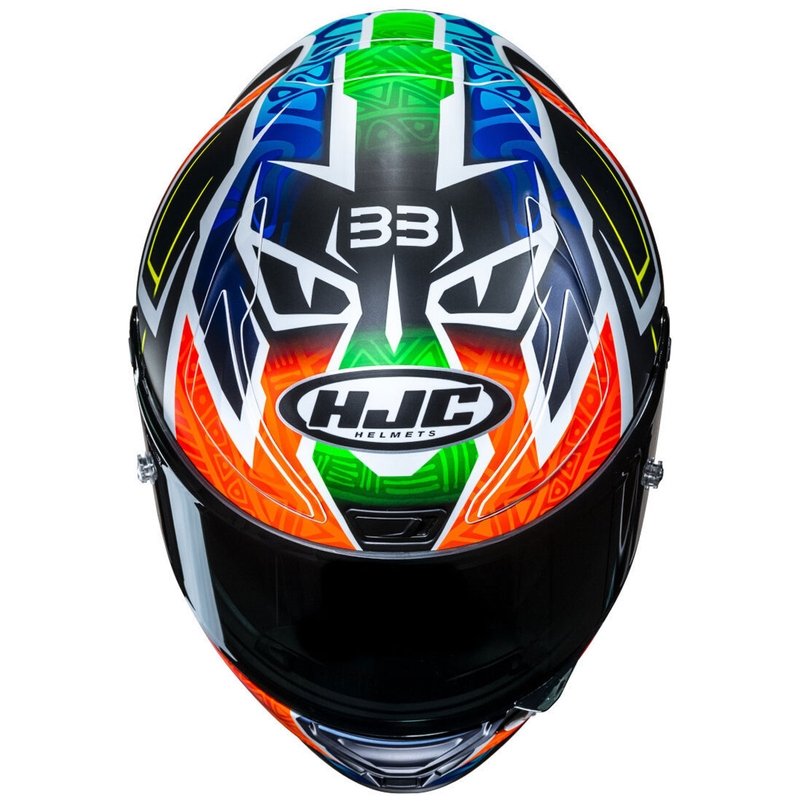 Casco integrale da moto HJC RPHA 1 Binder Replica MC27SF nero-arancione-blu