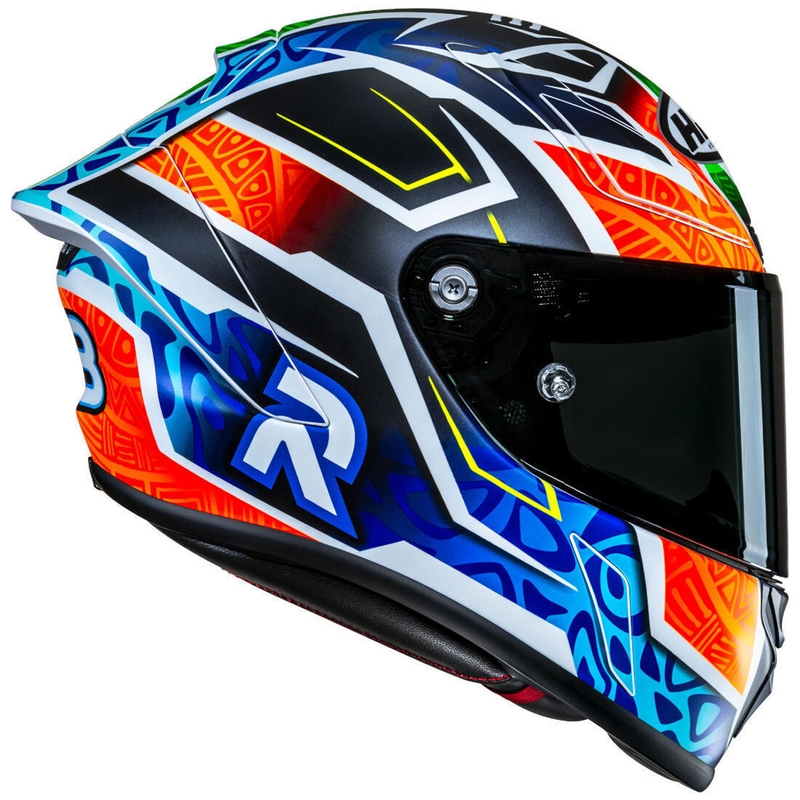 Casco integrale da moto HJC RPHA 1 Binder Replica MC27SF nero-arancione-blu