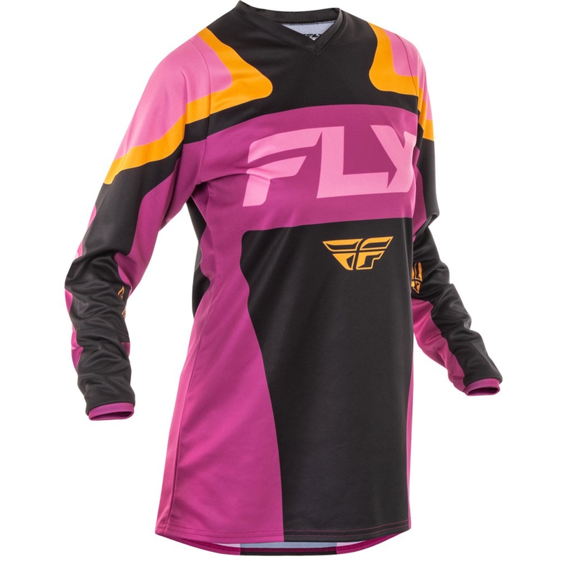 Maglia motocross da donna FLY Racing F-16 nero-giallo