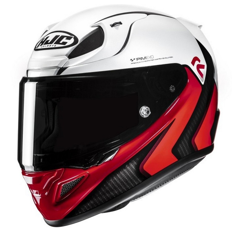 Casco moto integrale HJC RPHA 12 Kos MC1 bianco-rosso-nero