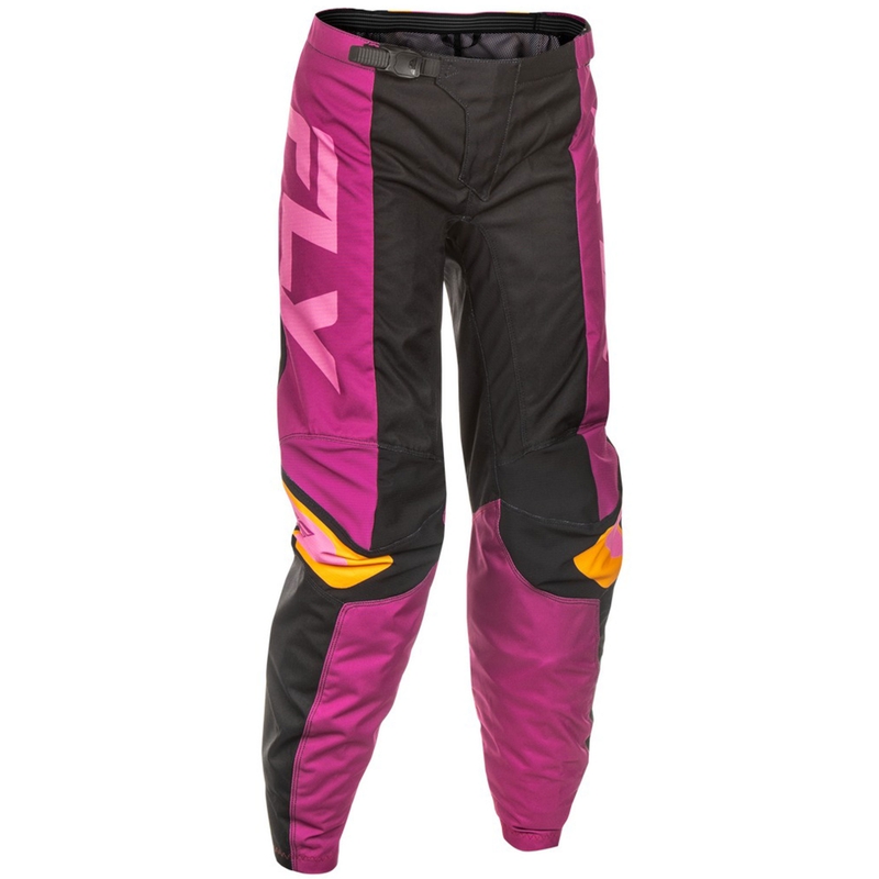 Pantaloni motocross da donna FLY Racing F-16 nero-giallo