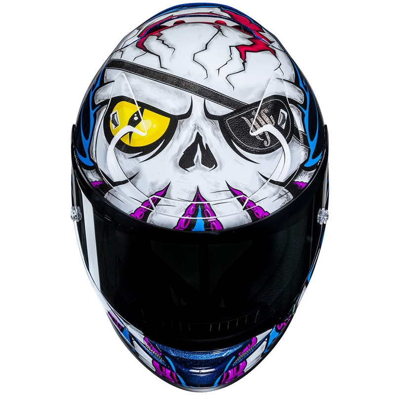 Casco moto integrale HJC RPHA 12 Kraken MC28 bianco-blu-nero