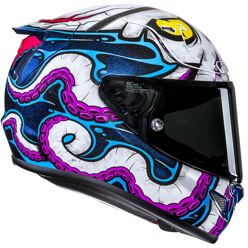 Casco moto integrale HJC RPHA 12 Kraken MC28 bianco-blu-nero