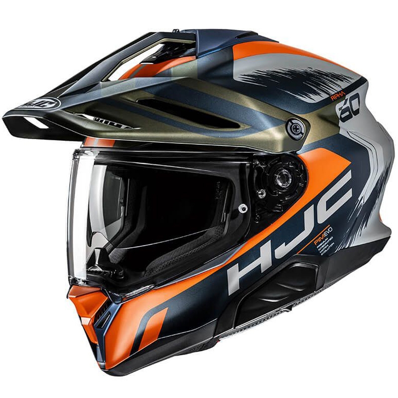 Casco moto enduro HJC RPHA 60 Quid MC47SF blu-grigio-arancio