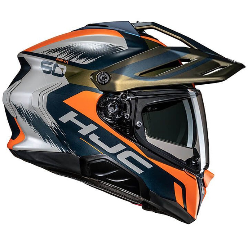 Casco moto enduro HJC RPHA 60 Quid MC47SF blu-grigio-arancio