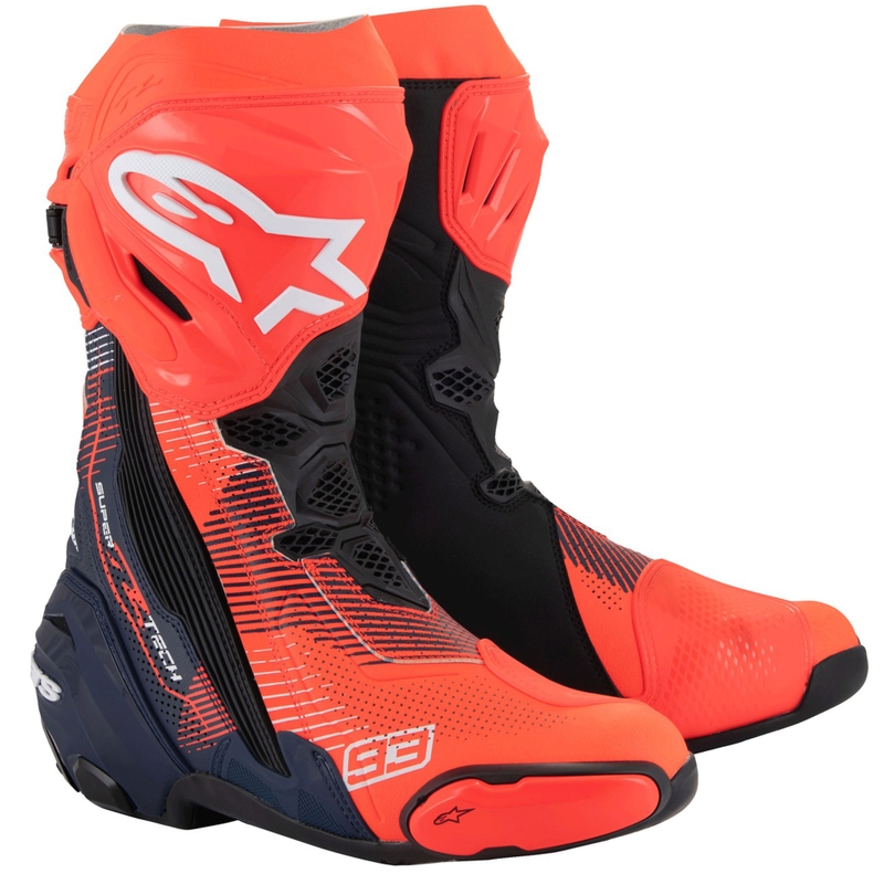 Stivali Moto Alpinestars Supertech R Vented Limited Edition MM93 Marc Marquez Fluo Rosso-Blu-Nero