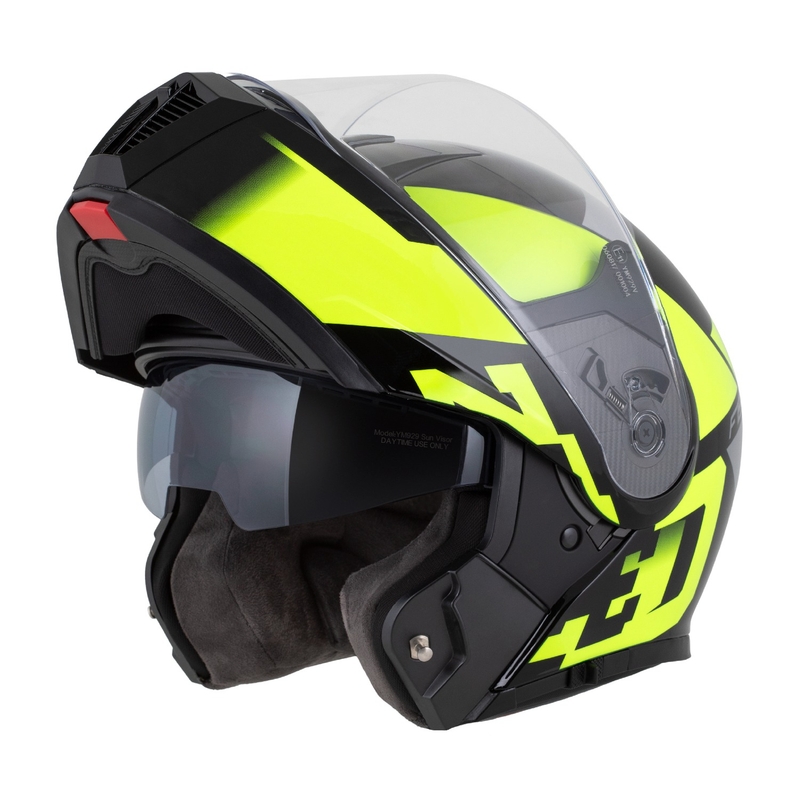 Casco moto apribile ZED F19 nero-giallo fluo