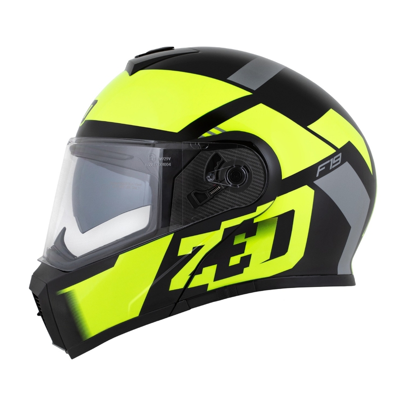 Casco moto apribile ZED F19 nero-giallo fluo
