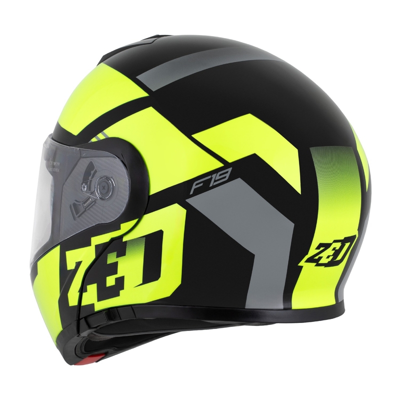 Casco moto apribile ZED F19 nero-giallo fluo