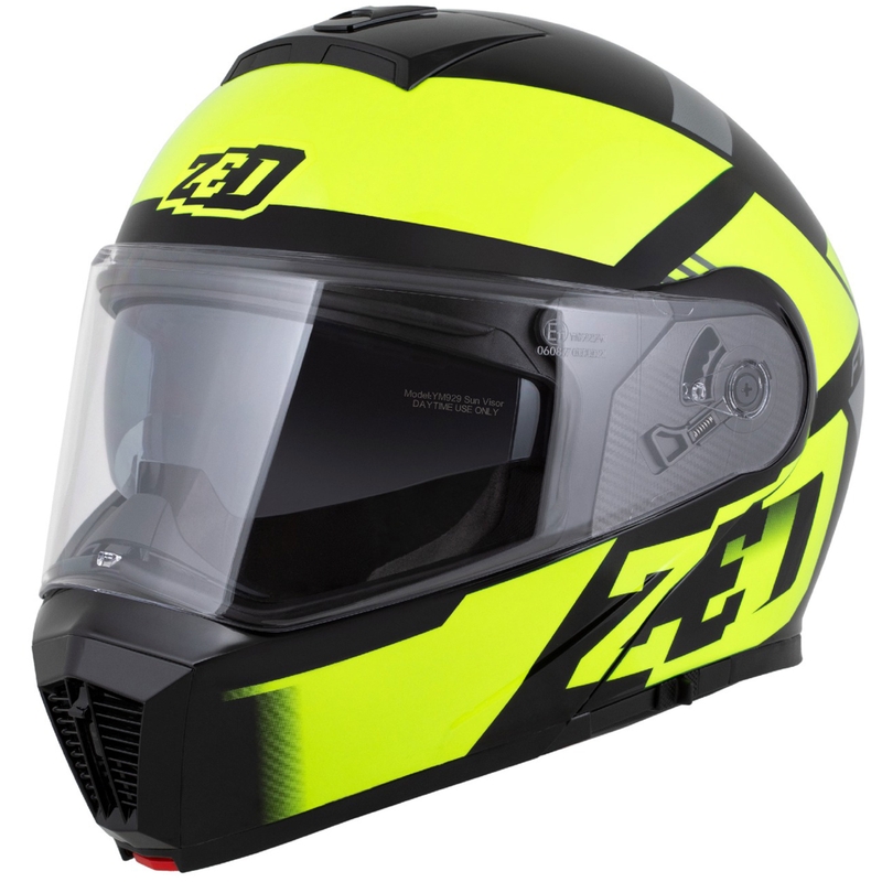 Casco moto apribile ZED F19 nero-giallo fluo