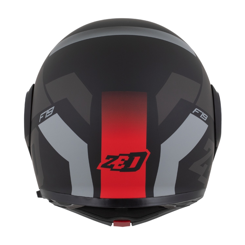 Casco moto apribile ZED F19 nero opaco-rosso fluo-grigio