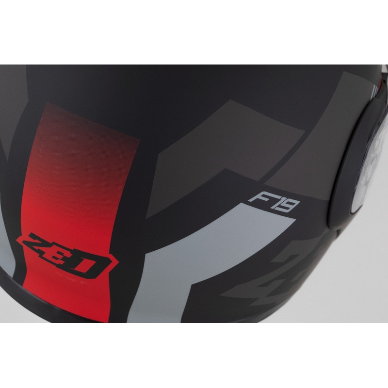 Casco moto apribile ZED F19 nero opaco-rosso fluo-grigio