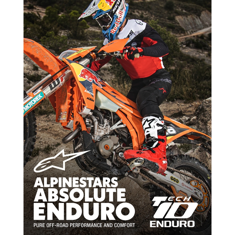 Stivali moto Alpinestars Tech 10 Enduro rosso-nero-bianco