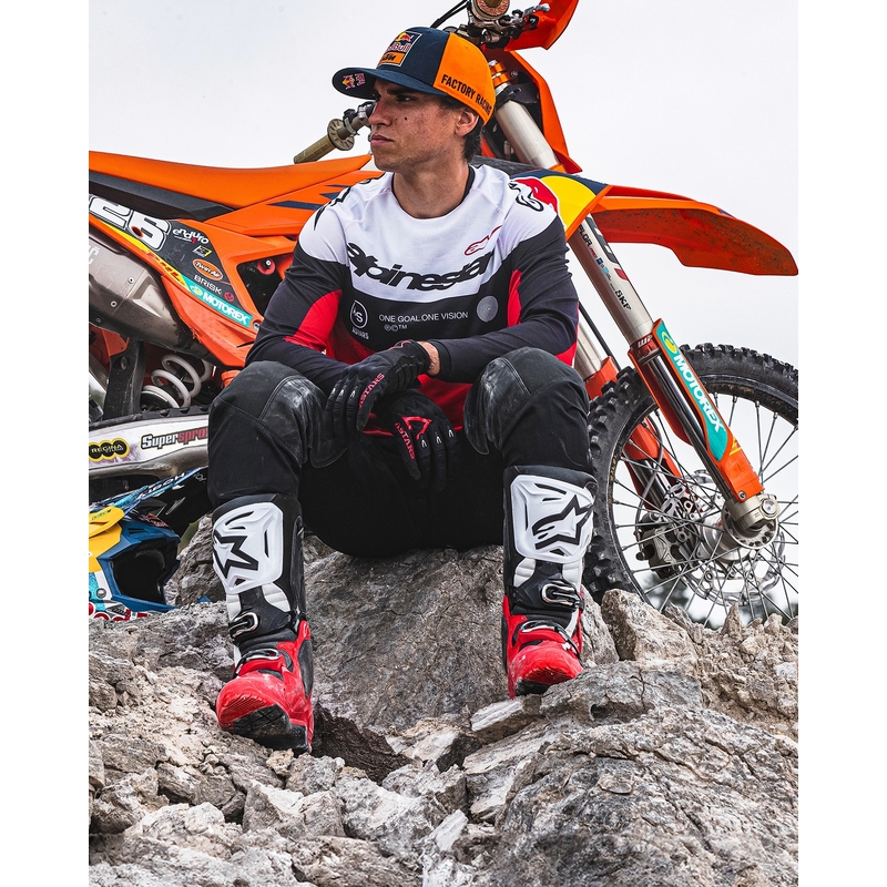Stivali moto Alpinestars Tech 10 Enduro rosso-nero-bianco