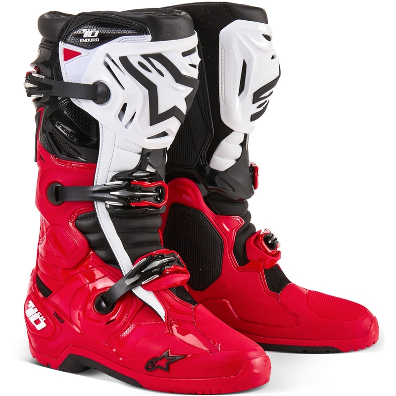 Stivali moto Alpinestars Tech 10 Enduro rosso-nero-bianco