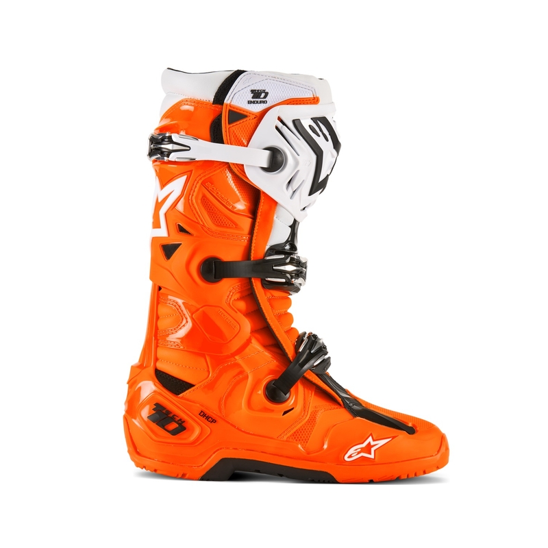 Stivali moto Alpinestars Tech 10 Enduro arancione fluo-nero-bianco