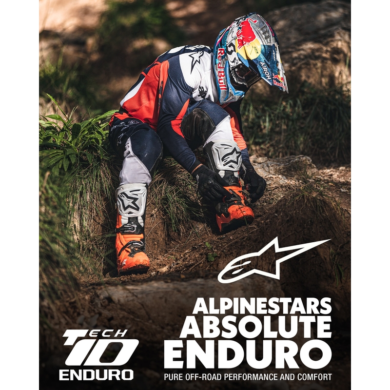 Stivali moto Alpinestars Tech 10 Enduro arancione fluo-nero-bianco