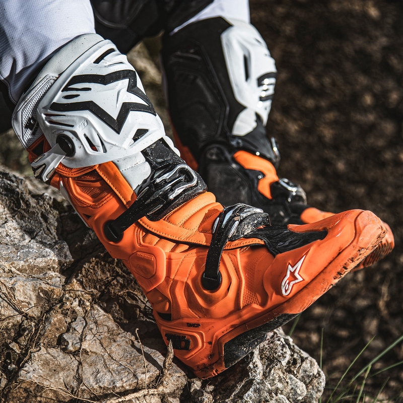 Stivali moto Alpinestars Tech 10 Enduro arancione fluo-nero-bianco