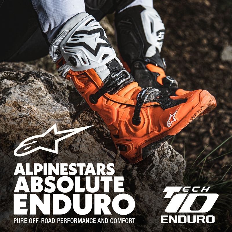 Stivali moto Alpinestars Tech 10 Enduro arancione fluo-nero-bianco