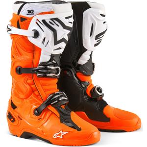 Stivali moto Alpinestars Tech 10 Enduro arancione fluo-nero-bianco
