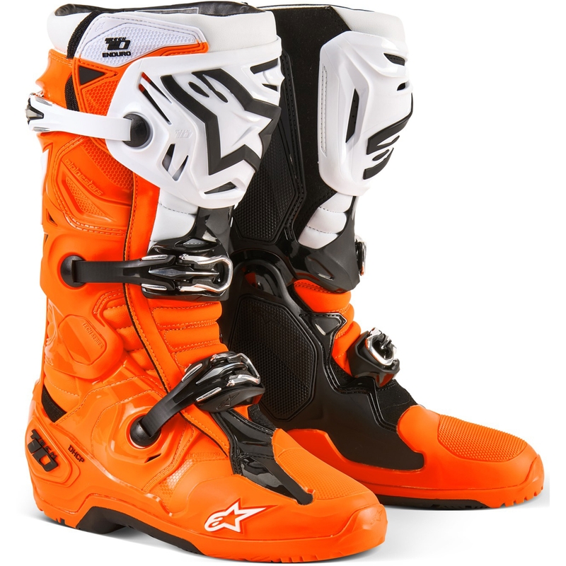 Stivali moto Alpinestars Tech 10 Enduro arancione fluo-nero-bianco