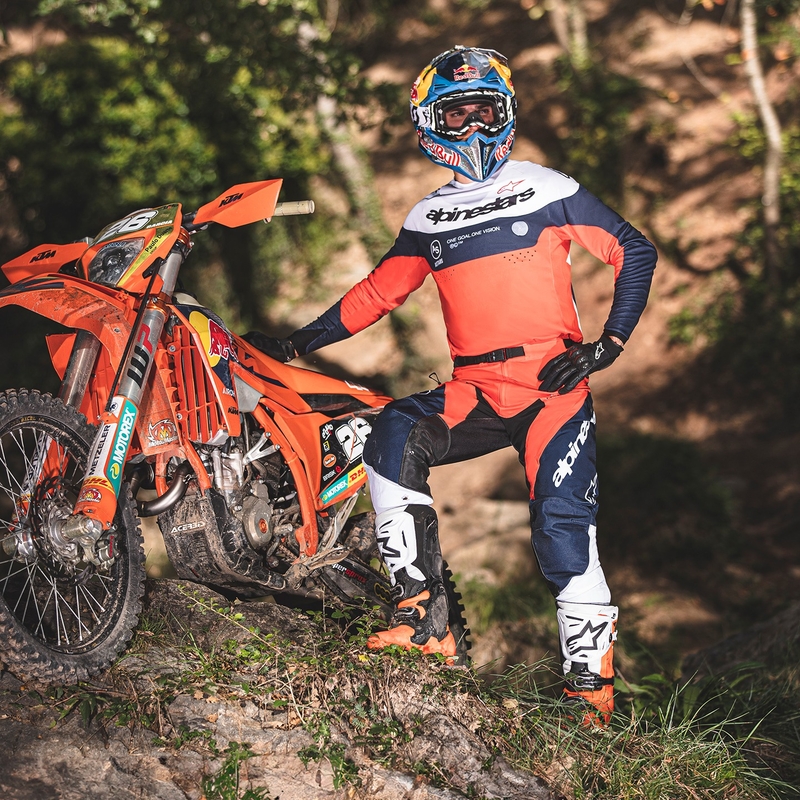 Maglia motocross Alpinestars PRO-Dura blu-arancio-bianco