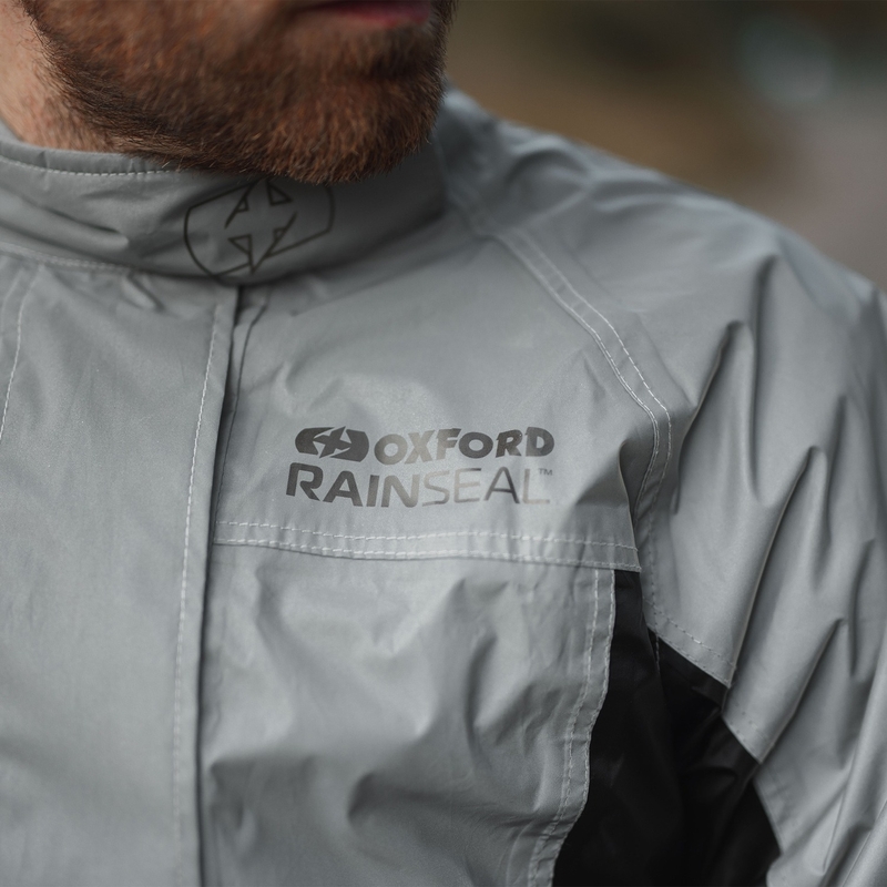 Giacca impermeabile Oxford Rain Seal di colore grigio riflettente