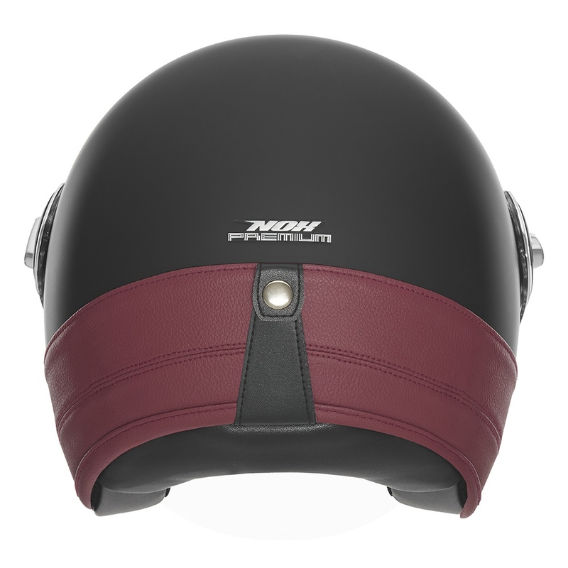 Casco da moto jet NOX PREMIUM Heritage nero opaco con pelle rossa