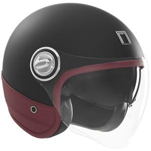 Casco moto aperto NOX PREMIUM nero opaco con pelle rossa