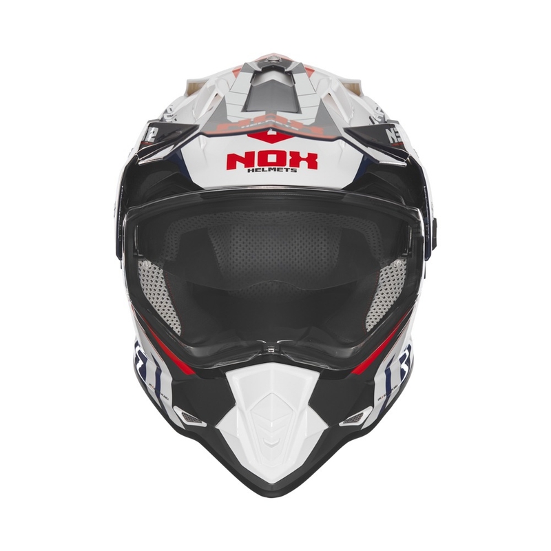Casco moto enduro NOX N312 Vapor bianco-nero-blu