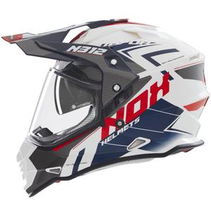 Casco moto enduro NOX N312 Vapor bianco-nero-blu