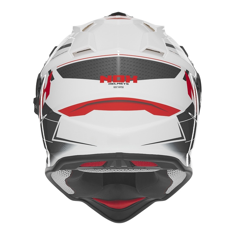 Casco moto enduro NOX N312 Vapor bianco-nero-rosso