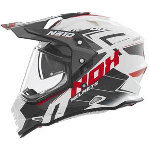Casco moto enduro NOX N312 Vapor bianco-nero-rosso