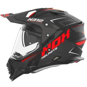 Casco moto enduro NOX N312 Vapor nero opaco-rosso