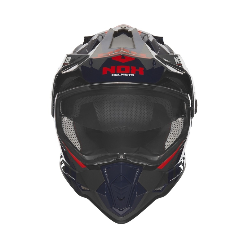 Casco moto enduro NOX N312 Vapor nero-blu-rosso