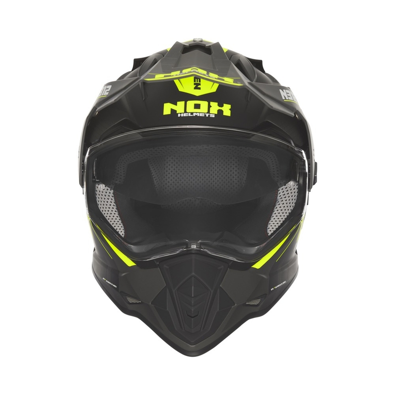 Casco moto enduro NOX N312 Vapor nero opaco-giallo