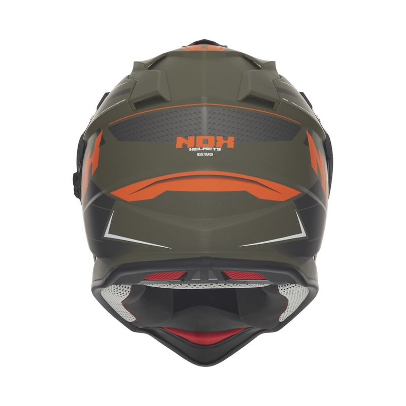 Casco moto enduro NOX N312 Vapor kaki-arancio opaco