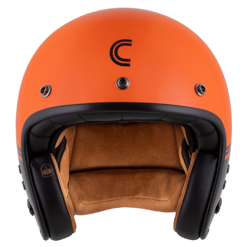 Casco Moto Open Cassida Eso Super Hooligan Nero-Arancio Perla