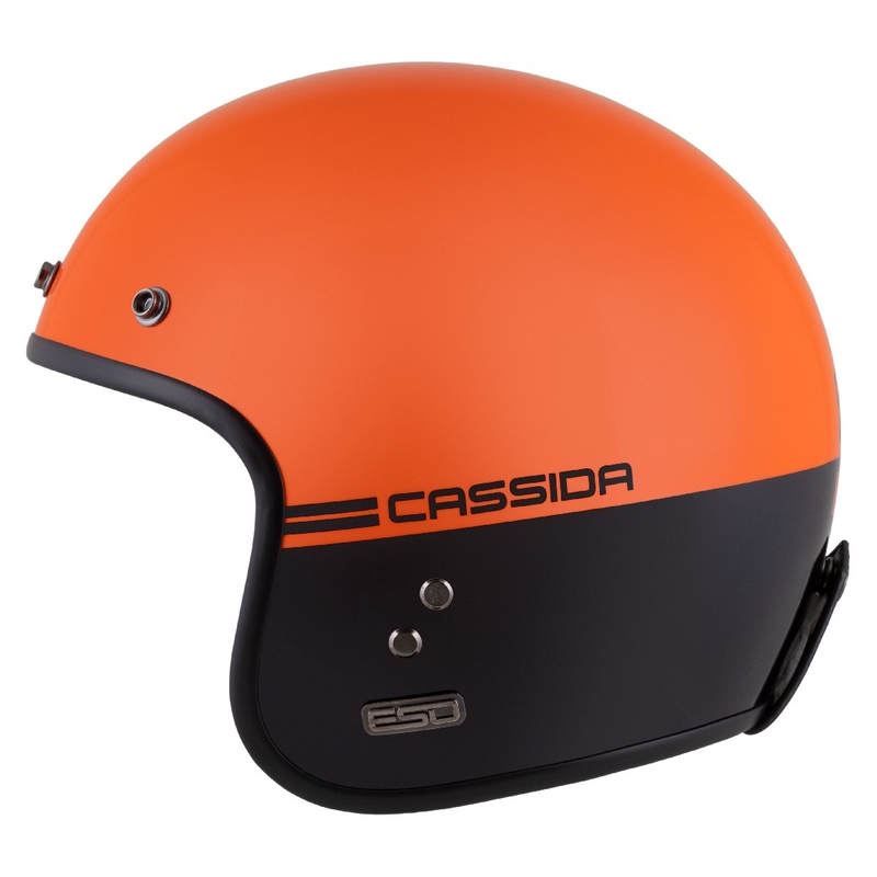 Casco Moto Open Cassida Eso Super Hooligan Nero-Arancio Perla