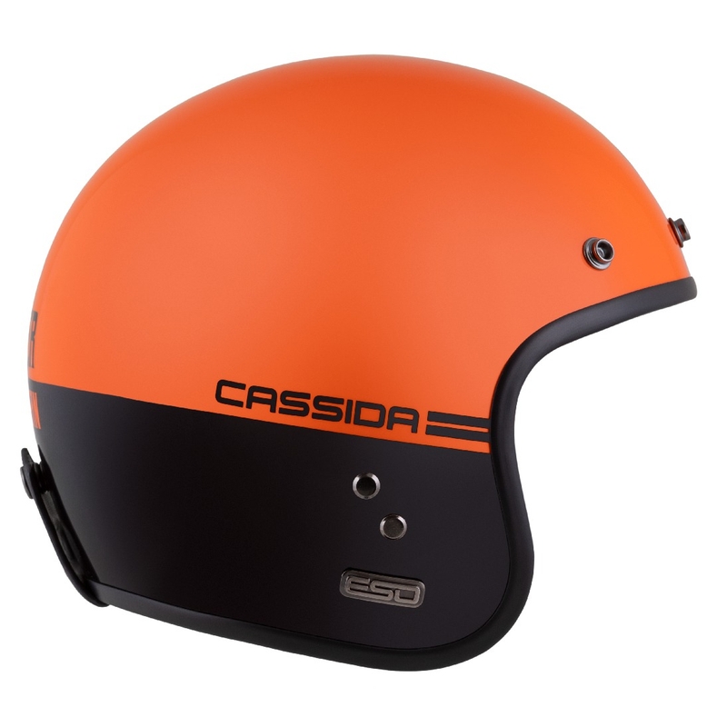 Casco Moto Open Cassida Eso Super Hooligan Nero-Arancio Perla