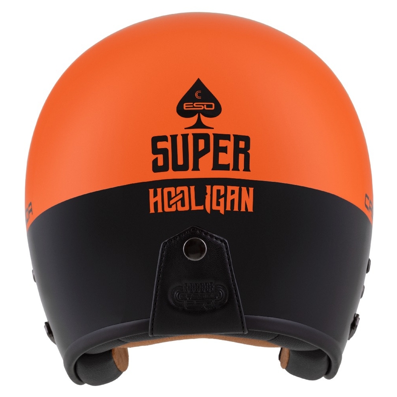 Casco Moto Open Cassida Eso Super Hooligan Nero-Arancio Perla